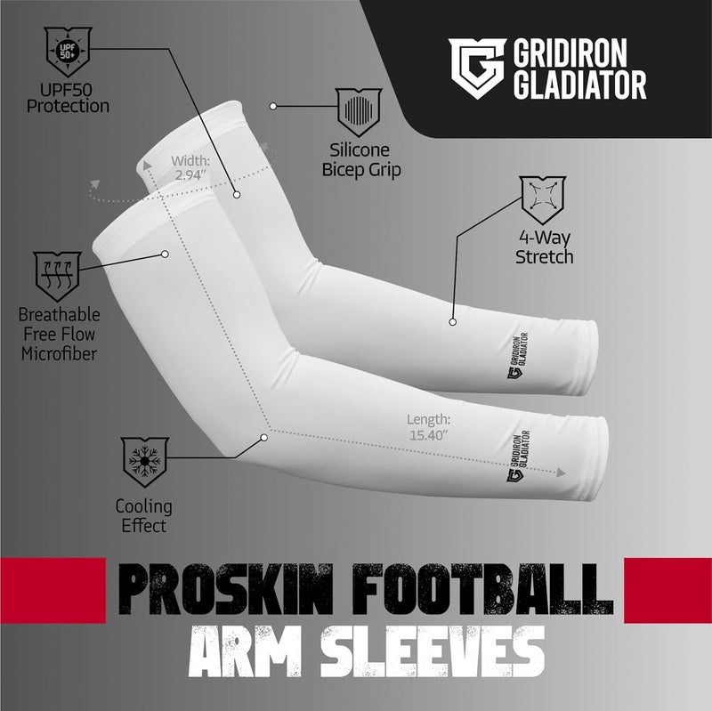 Gridiron Gladiator Football Arm Sleeve - Sport Compression Sleeves Men Women - Lightweight Breathable UPF 50+ Sun Protection - Image 3